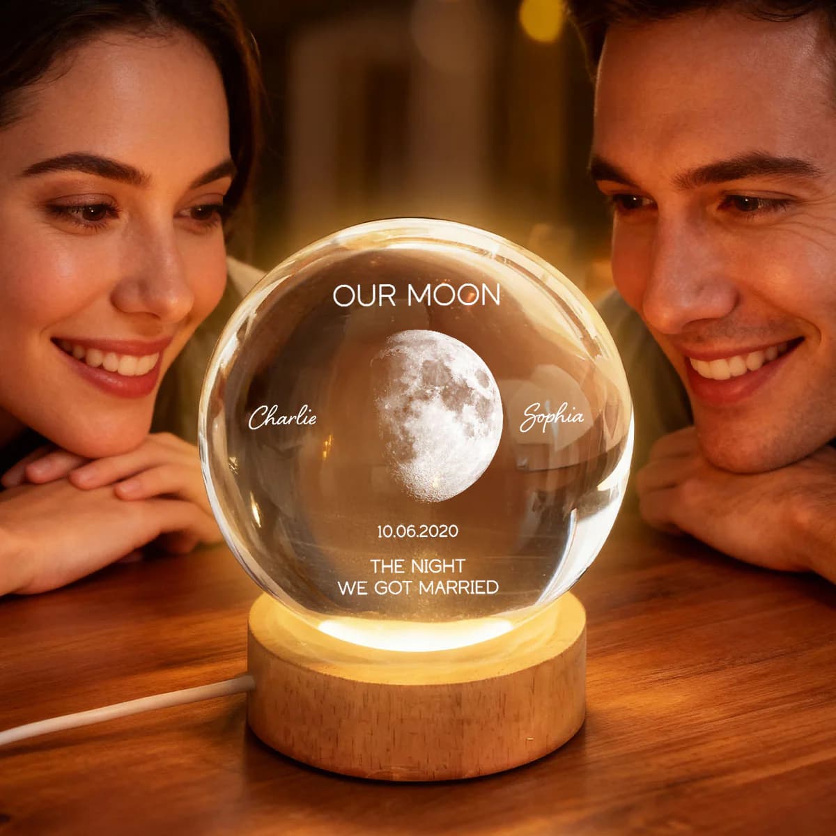 The Moon of Your Special Night — Personalized Crystal Ball Night Light