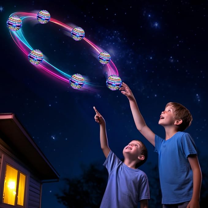 Flying Orb Ball (Red, 2026 Upgraded) with Dazzling Lights, Magic Hover Spinner, Cool Boomerang Drone, Floating Cosmic Globe