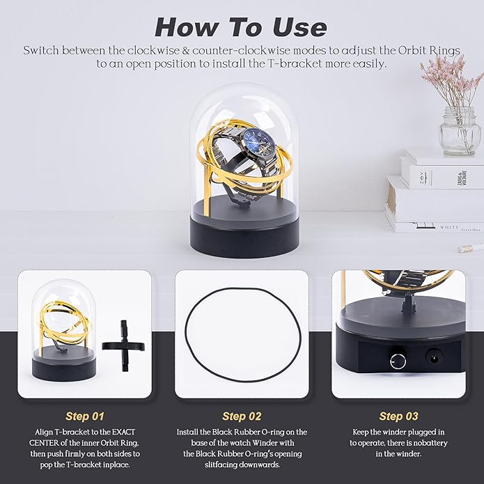 360-degree rotating watch case with silent motor