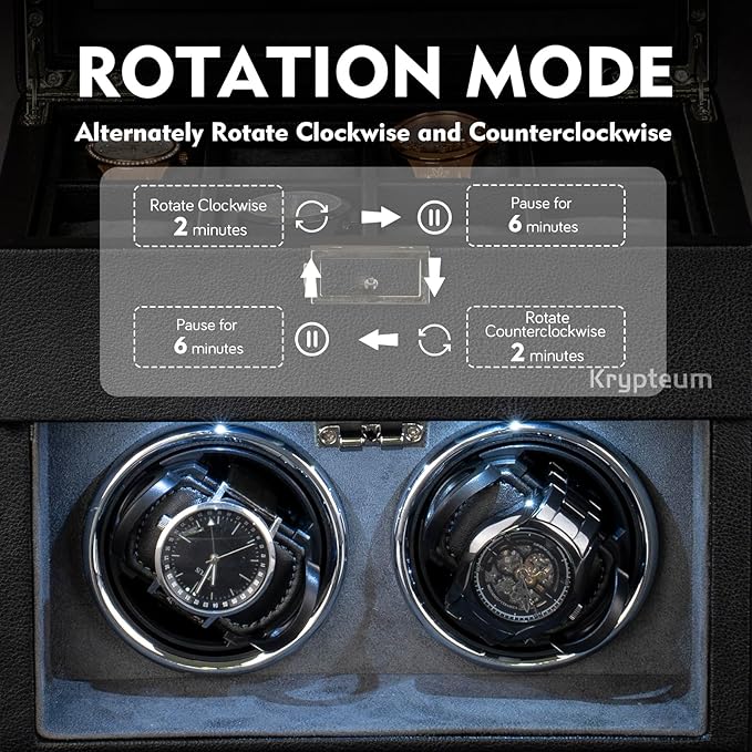 Automatic Double Watch Winder with 8 Extra Storage Box