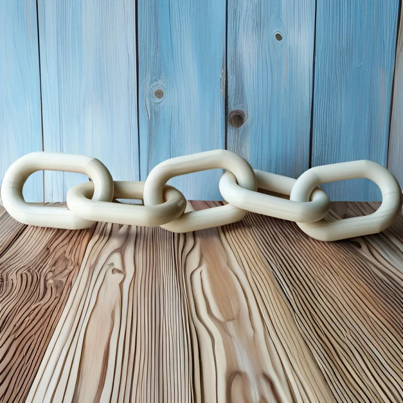 Handcrafted Acacia Wood Chain Sculpture - Boho Home Decor 20" Tabletop/Wall Art for Living Room, Bedroom, Office