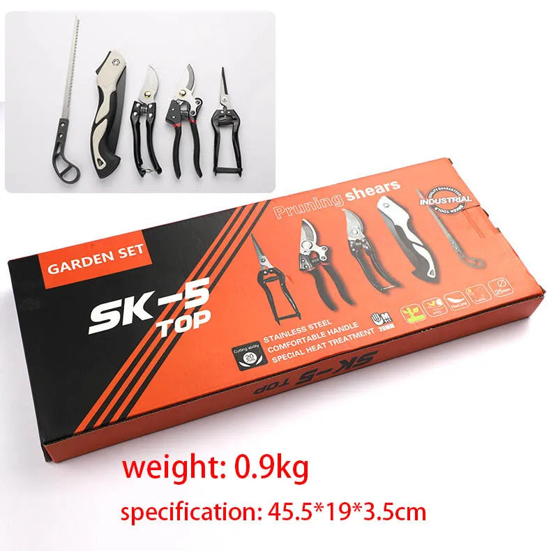 Gardening Five Piece Set, Household Flower Planting Set, Tool Box, Decoration, Branch Shears, Folding Saws, Trimming Tool Set