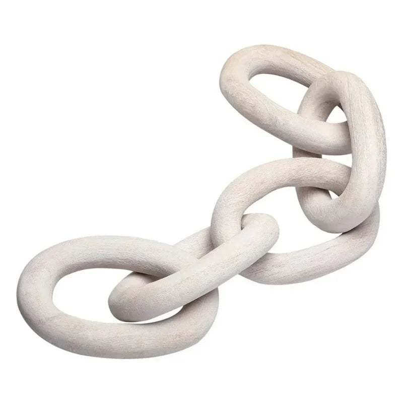 Wooden Chain Link Bohemian Art Hand Carved Modern Ornament Crafts for Farmhouse Bedroom Coffee Rustic Decoration