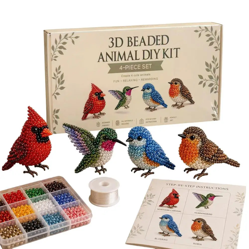 3D Beaded Animal Kit Handmade Beadwork Art Craft Set with Instructions Creative Jewelry Art Craft Kit for Adults Beginners