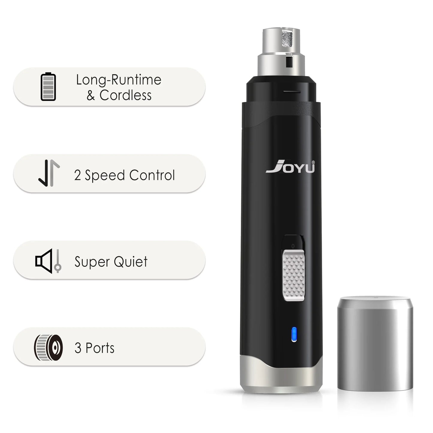 Electric Dog Nail Grinder – 2-Speed Super Quiet Rechargeable Nail Trimmer for Painless Paw Grooming