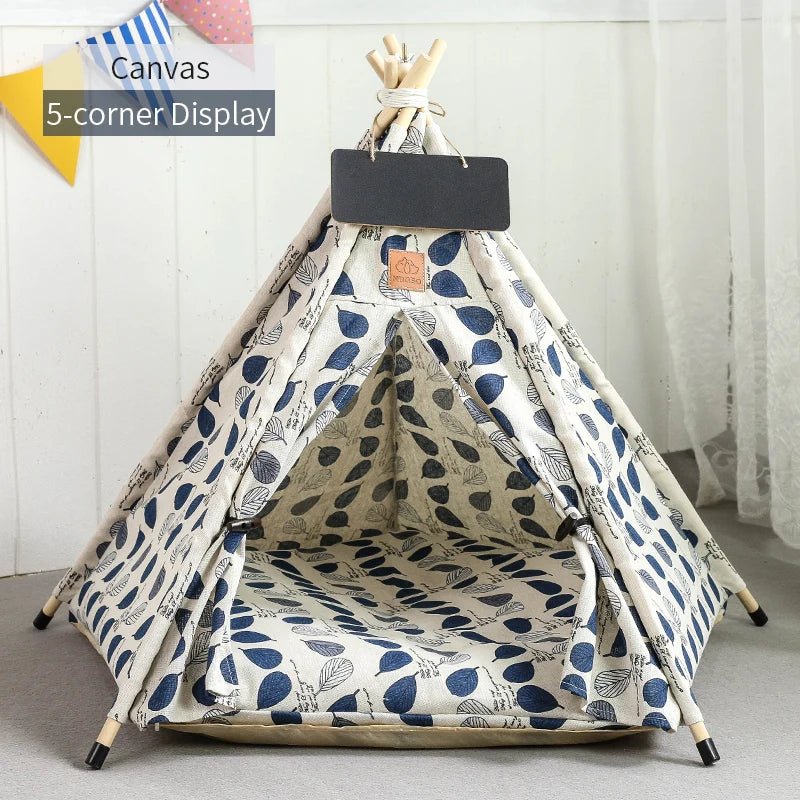 Pet Teepee Tent House for Cats & Dogs – Portable Indoor Dog House with Cushion