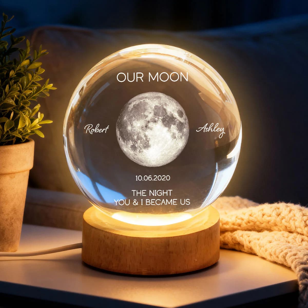 The Moon of Your Special Night — Personalized Crystal Ball Night Light
