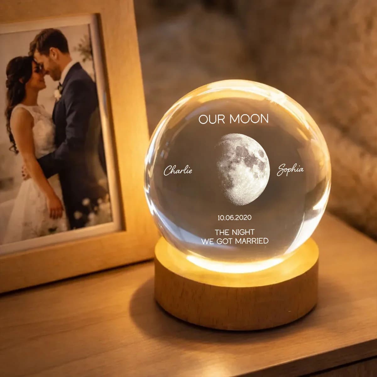 The Moon of Your Special Night — Personalized Crystal Ball Night Light