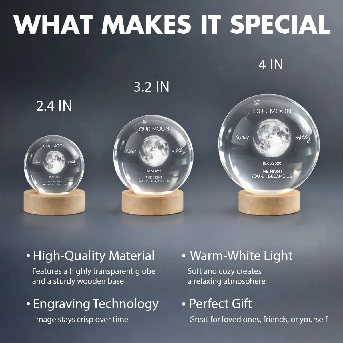 The Moon of Your Special Night — Personalized Crystal Ball Night Light