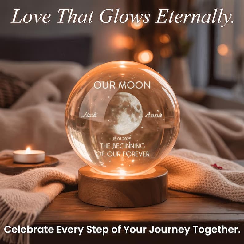 The Moon of Your Special Night — Personalized Crystal Ball Night Light