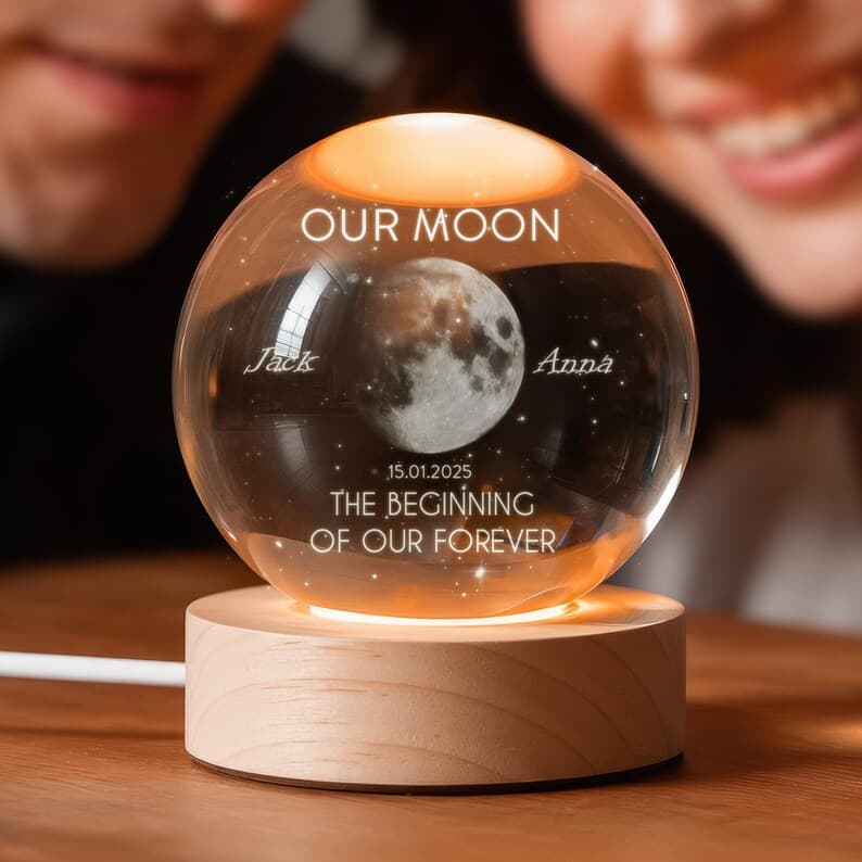 The Moon of Your Special Night — Personalized Crystal Ball Night Light