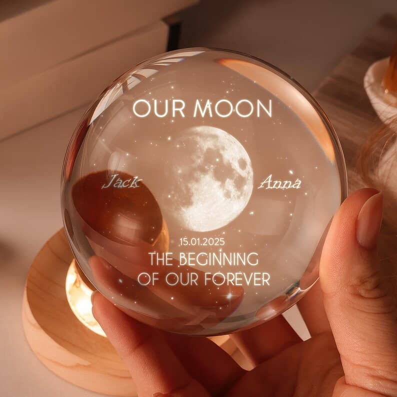 The Moon of Your Special Night — Personalized Crystal Ball Night Light