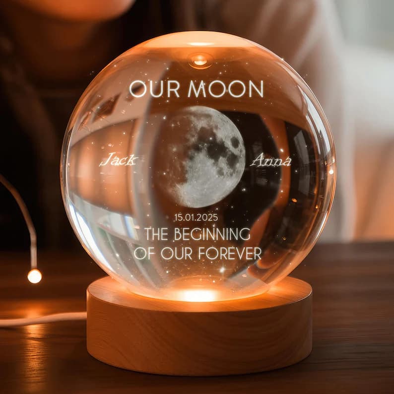 The Moon of Your Special Night — Personalized Crystal Ball Night Light