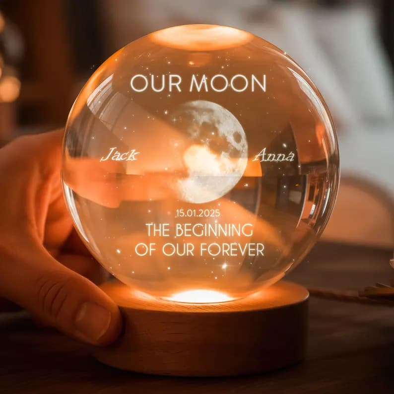 The Moon of Your Special Night — Personalized Crystal Ball Night Light