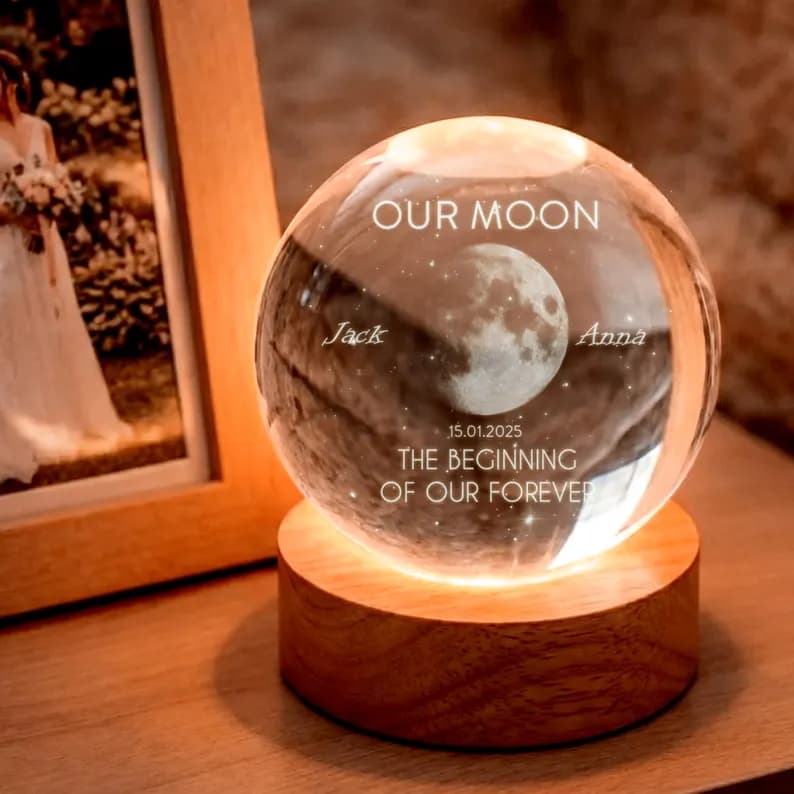 The Moon of Your Special Night — Personalized Crystal Ball Night Light