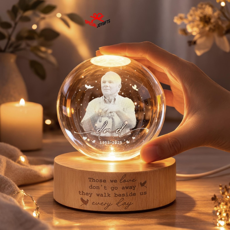 They Never Really Leave — Personalized Memorial Crystal Ball Light