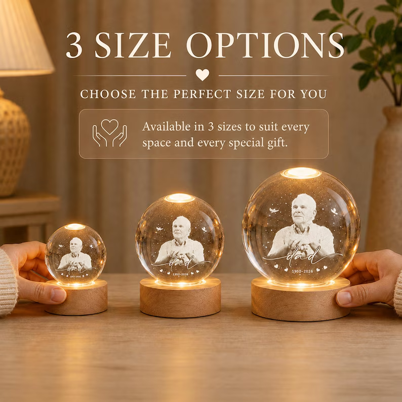 They Never Really Leave — Personalized Memorial Crystal Ball Light