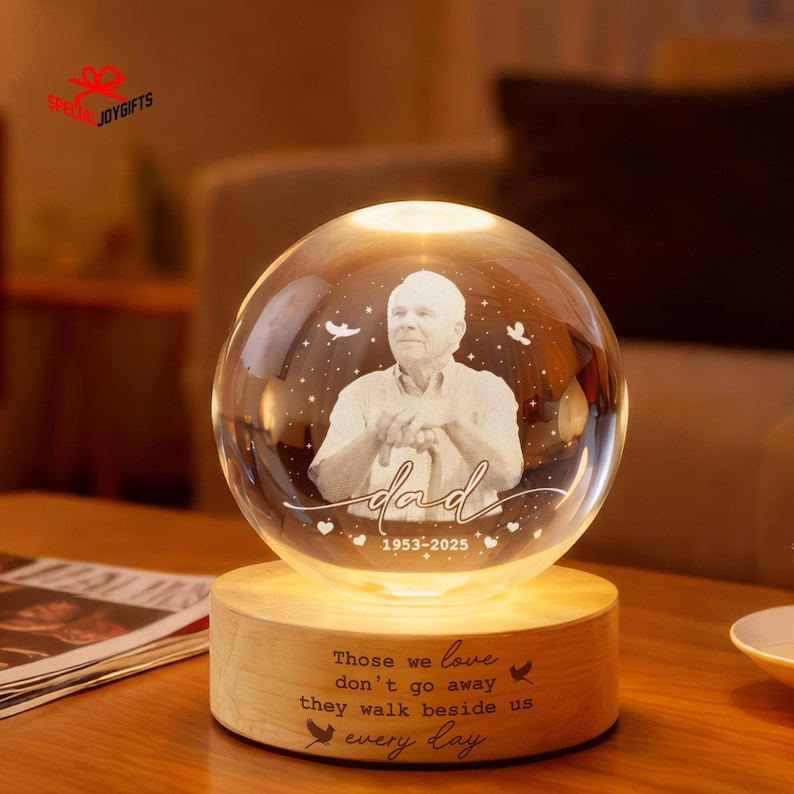 They Never Really Leave — Personalized Memorial Crystal Ball Light