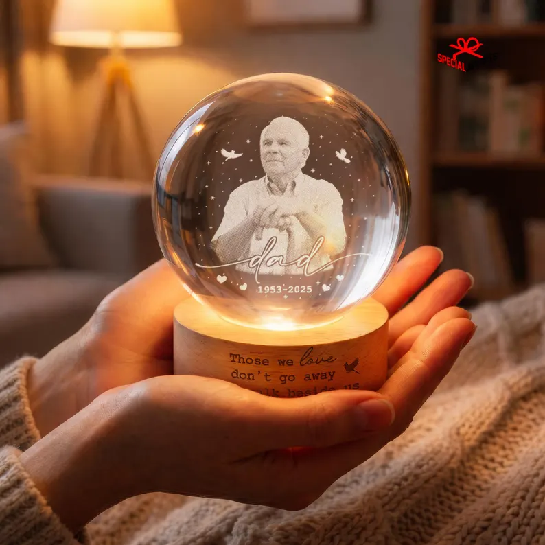 They Never Really Leave — Personalized Memorial Crystal Ball Light