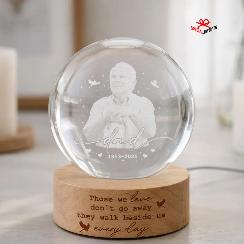They Never Really Leave — Personalized Memorial Crystal Ball Light