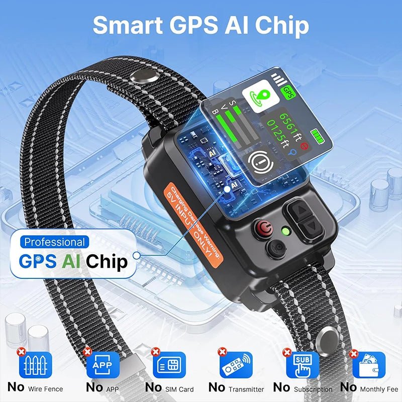 2026 Upgrade GPS Wireless Dog Fence & Training Collar – Electric Shock Bark Stopper & Pet Trainer