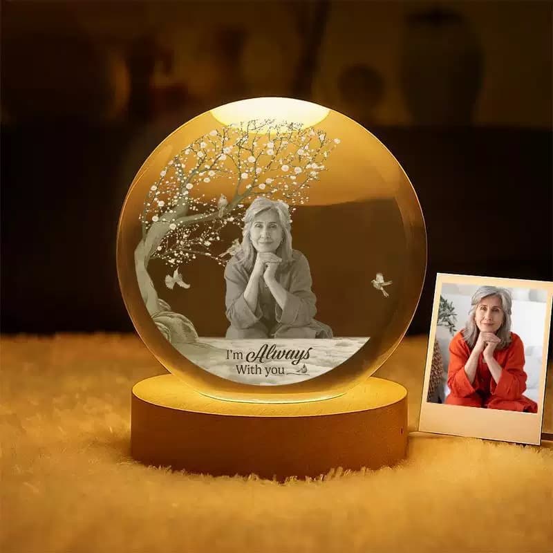 They Never Really Leave — Personalized Memorial Crystal Ball Light