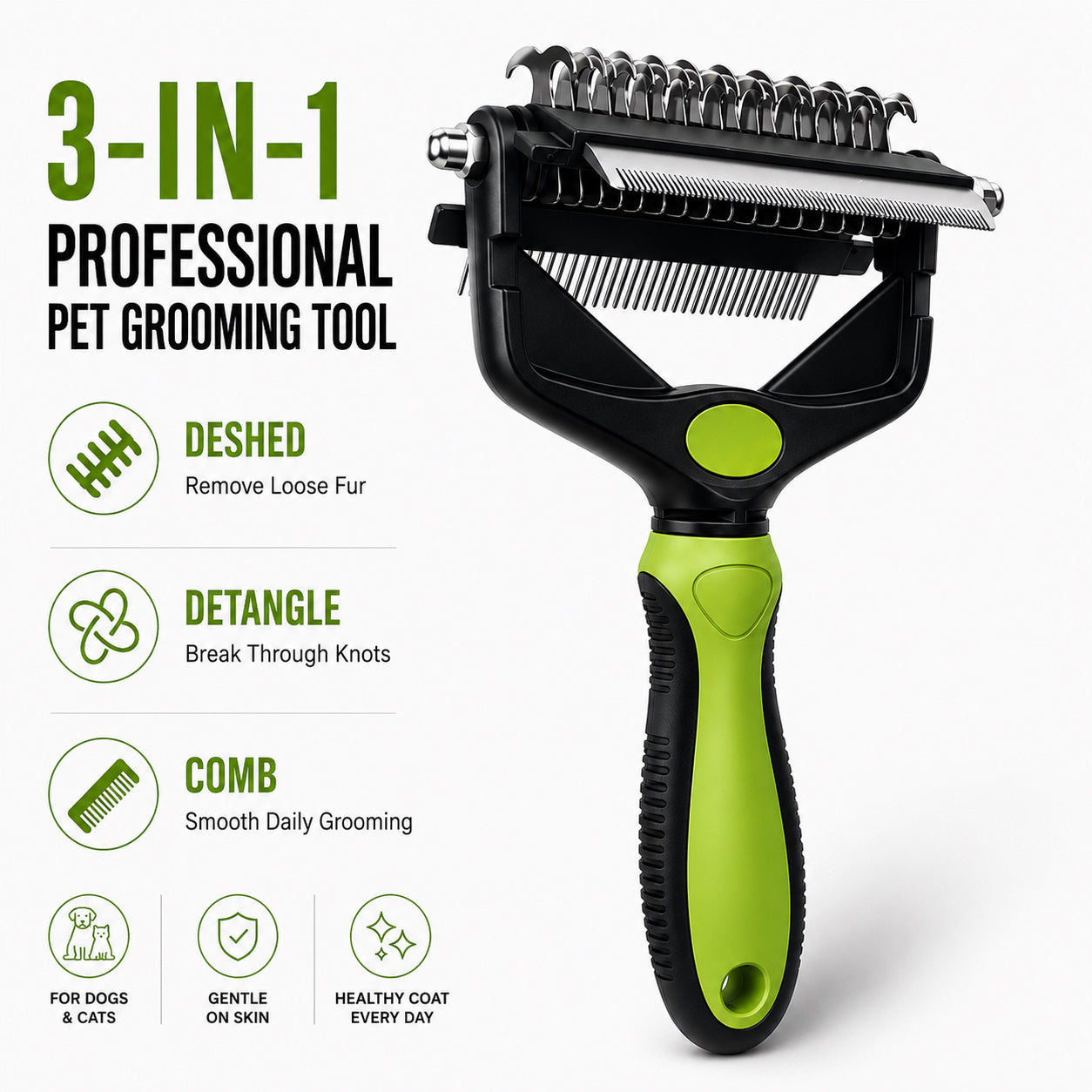 3-IN-1 Professional Pet Grooming Tool for Dogs & Cats