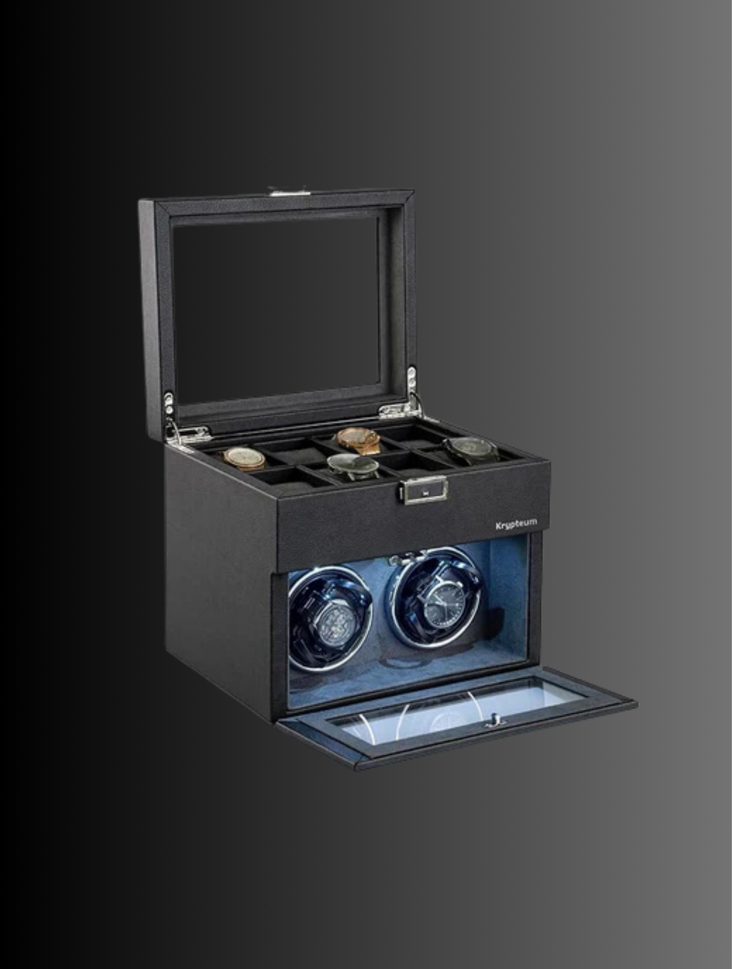 Automatic Double Watch Winder with 8 Extra Storage Box