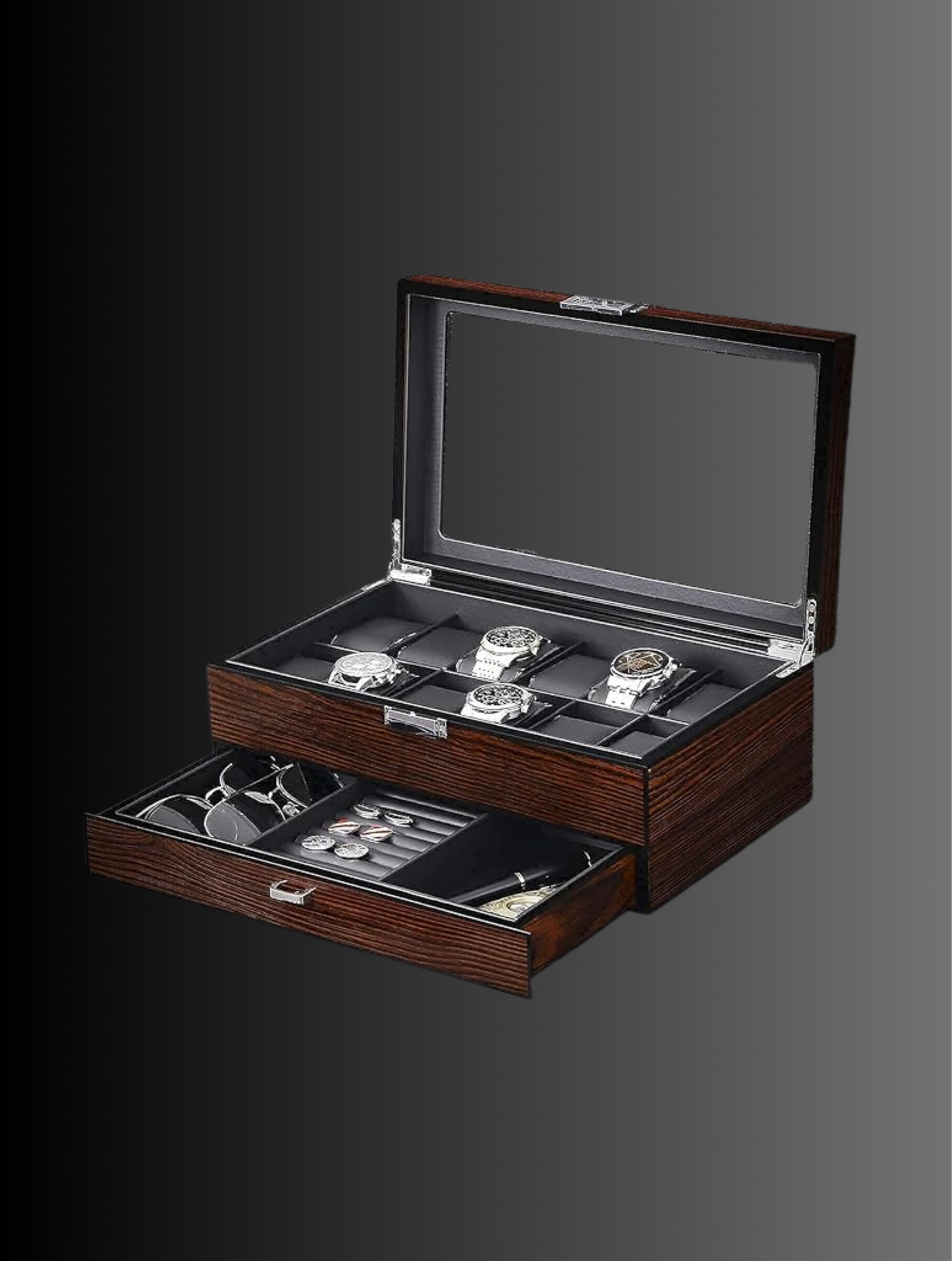 Deluxe Watch Box, Men's Watch Accessory Organizer