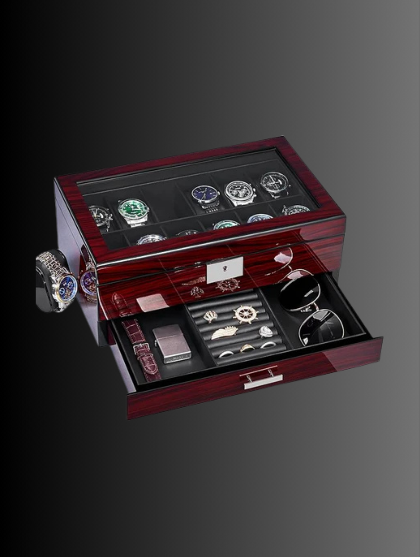 12 Slot Watch Cases for Men Watch Box