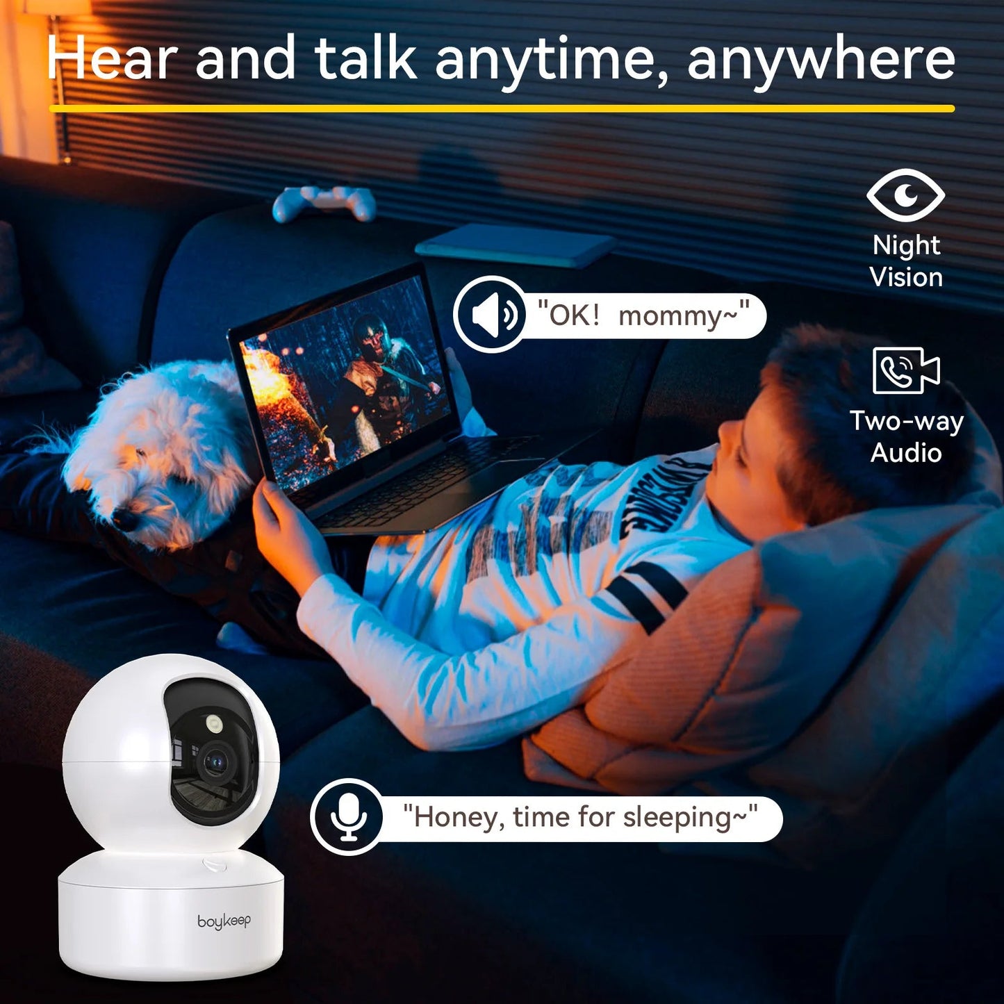 2K Pet Camera with 360° Pan & Tilt – 5G/2.4GHz WiFi Indoor Dog & Baby Monitor with 2-Way Audio