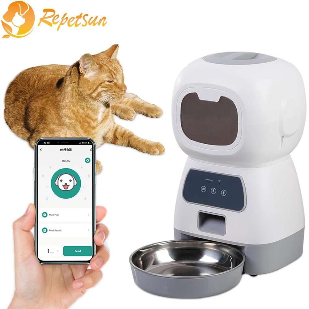 3.5L WiFi Smart Automatic Pet Feeder with Voice Recorder – Large Capacity Cat & Dog Food Dispenser