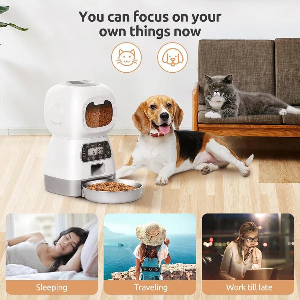 3.5L WiFi Smart Automatic Pet Feeder with Voice Recorder – Large Capacity Cat & Dog Food Dispenser
