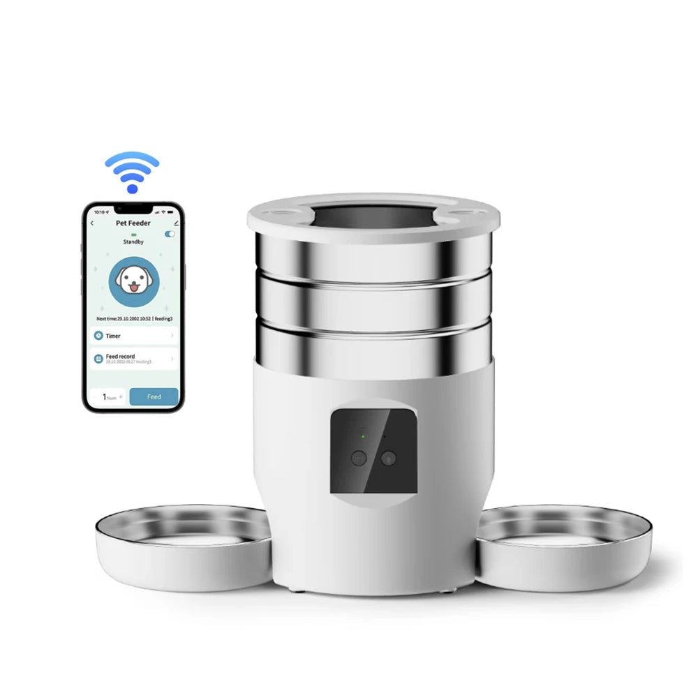 4.5L WiFi Smart Pet Feeder with Dual Bowls – Automatic Cat & Dog Food Dispenser