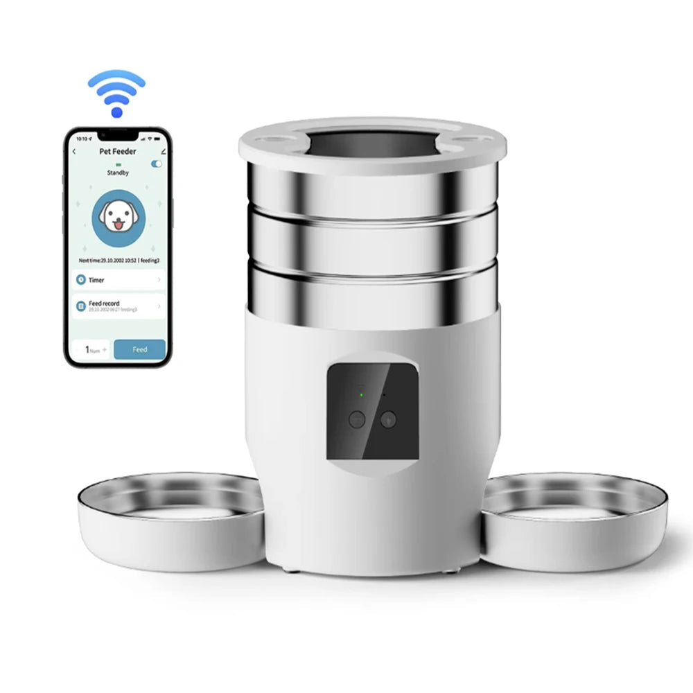 4.5L WiFi Smart Pet Feeder with Dual Bowls – Automatic Cat & Dog Food Dispenser