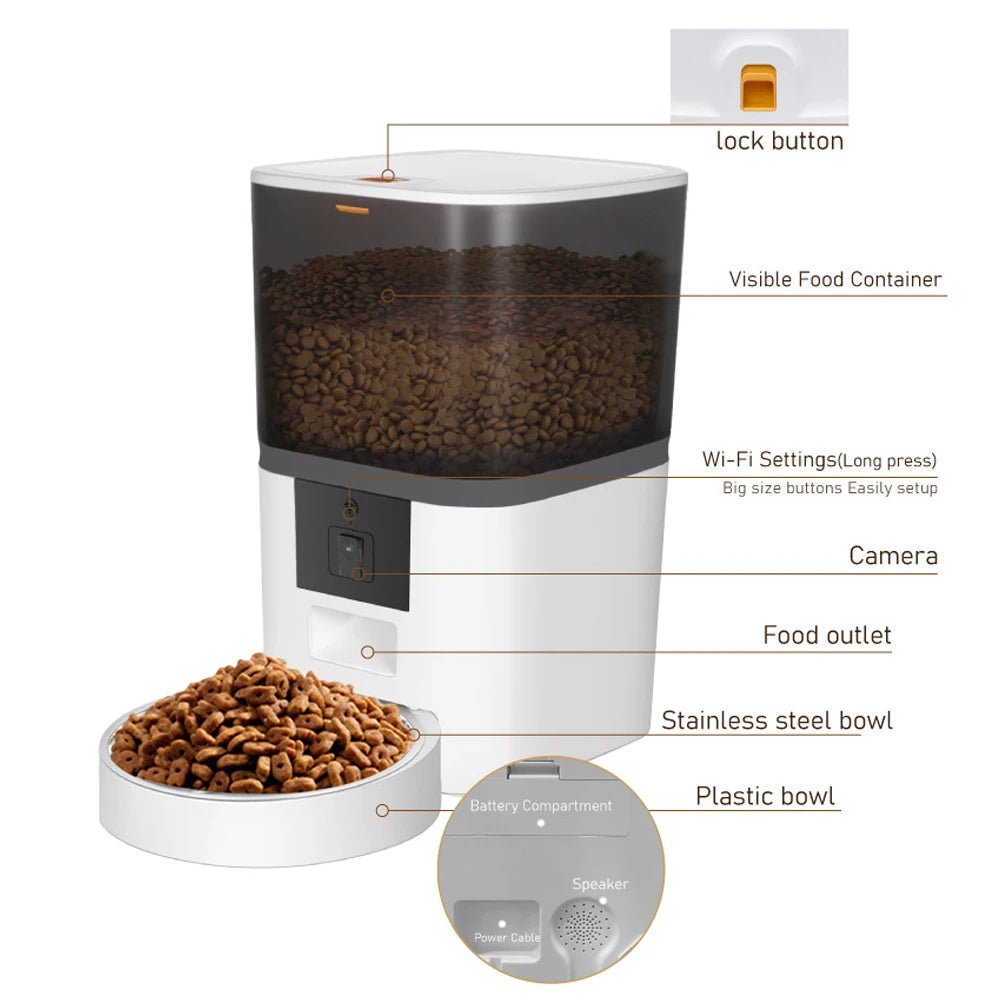 4L Smart Auto Pet Feeder with HD Camera – Feed Two Pets Remotely