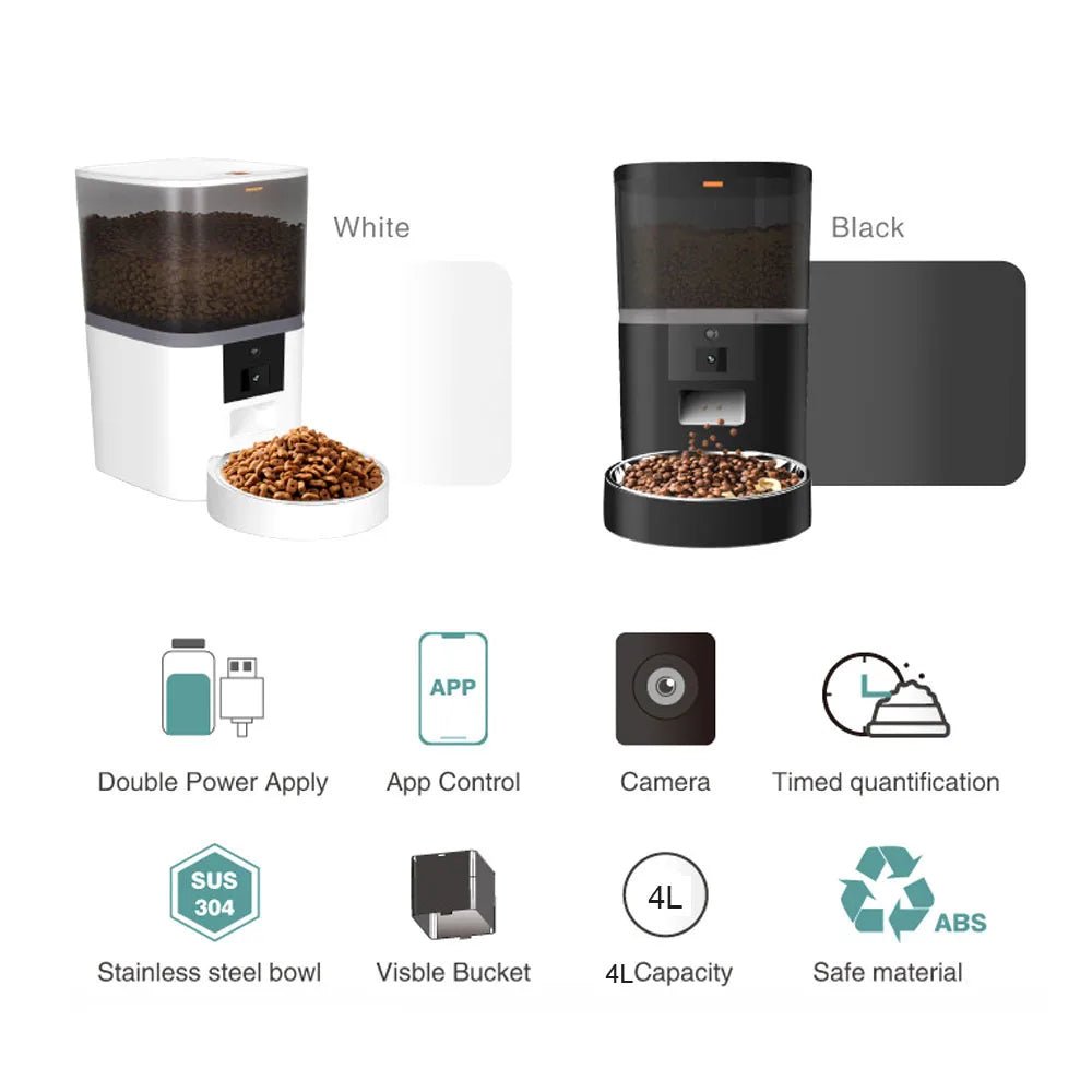 4L Smart Auto Pet Feeder with HD Camera – Feed Two Pets Remotely