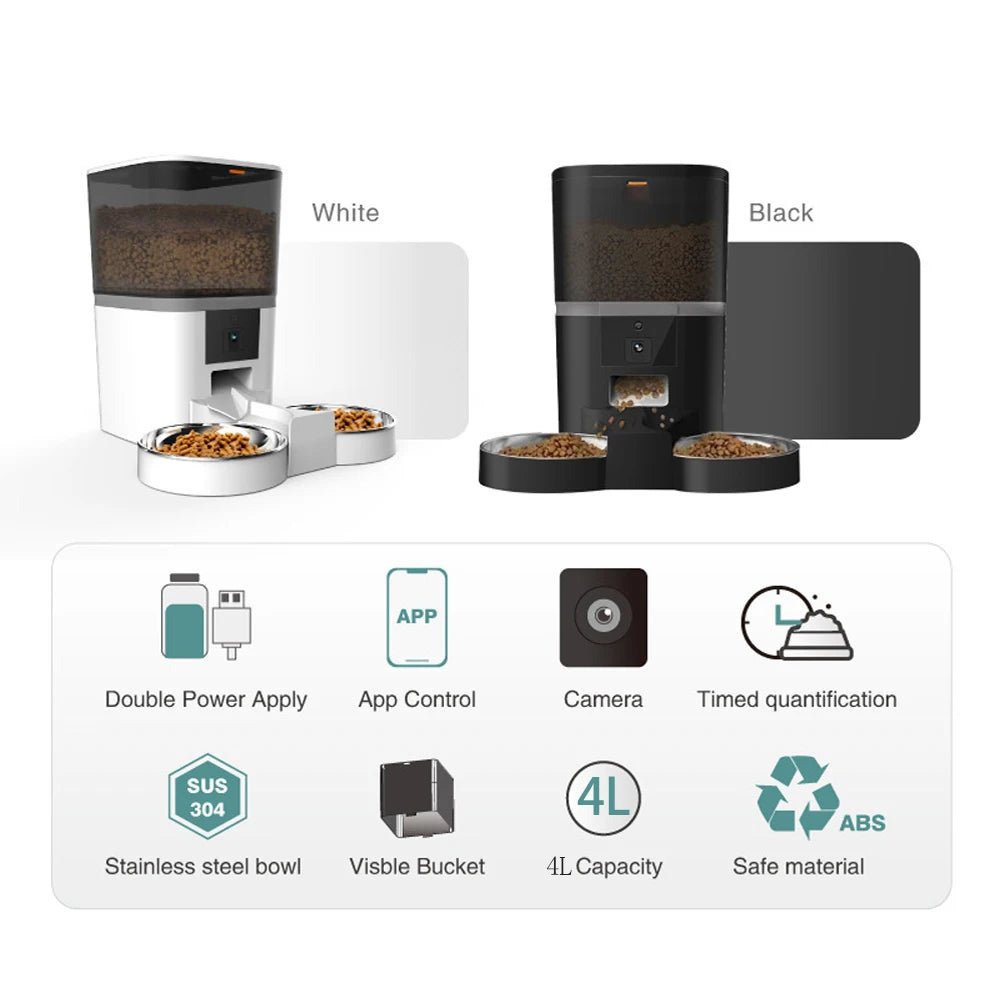 4L Smart Auto Pet Feeder with HD Camera – Feed Two Pets Remotely