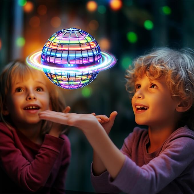 Flying Orb Ball (Red, 2026 Upgraded) with Dazzling Lights, Magic Hover Spinner, Cool Boomerang Drone, Floating Cosmic Globe