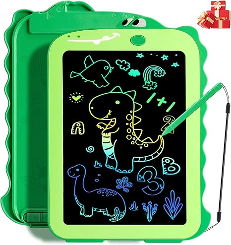LCD Writing Tablet for Kids, Colorful Toddlers Toys Drawing Board, Educational Kid Toys, Doodle Pad Dinosaur Toy for 3 4 5 6 7 8 Year Old Boys Girls Birthday Party Xmas,8.5inch & Green