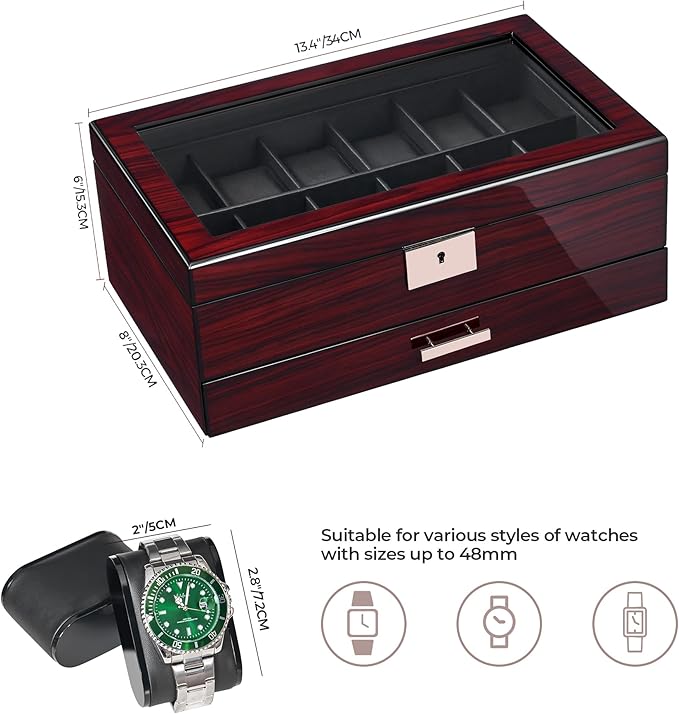 12 Slot Watch Cases for Men Watch Box