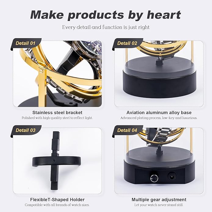 360-degree rotating watch case with silent motor
