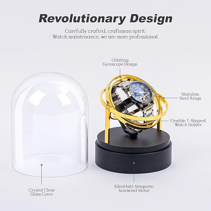 360-degree rotating watch case with silent motor
