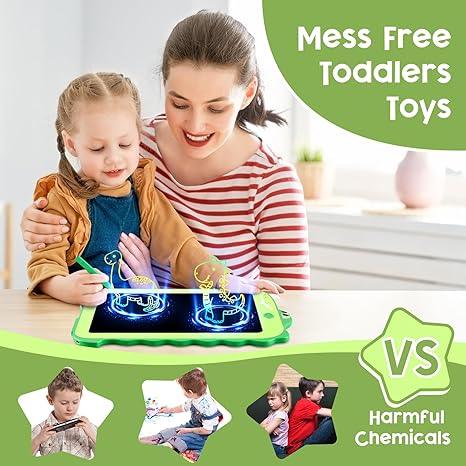 LCD Writing Tablet for Kids, Colorful Toddlers Toys Drawing Board, Educational Kid Toys, Doodle Pad Dinosaur Toy for 3 4 5 6 7 8 Year Old Boys Girls Birthday Party Xmas,8.5inch & Green