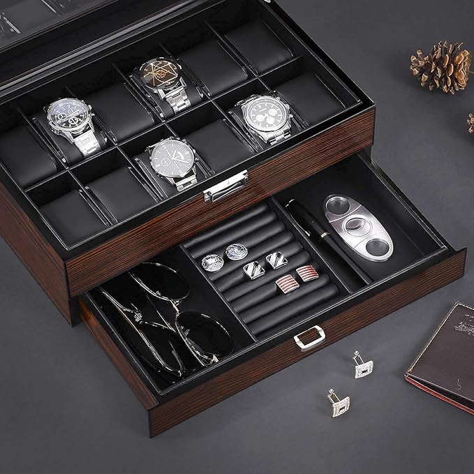 Deluxe Watch Box, Men's Watch Accessory Organizer