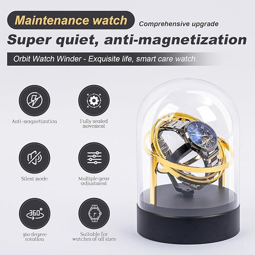 360-degree rotating watch case with silent motor