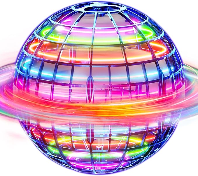 Flying Orb Ball (Red, 2026 Upgraded) with Dazzling Lights, Magic Hover Spinner, Cool Boomerang Drone, Floating Cosmic Globe