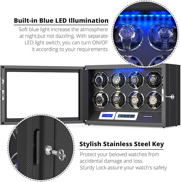 Watch Winder, Adjustable [Upgraded] Pillow, 8 Winding Positions