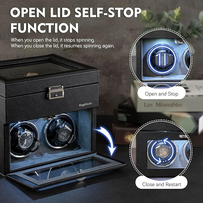 Automatic Double Watch Winder with 8 Extra Storage Box