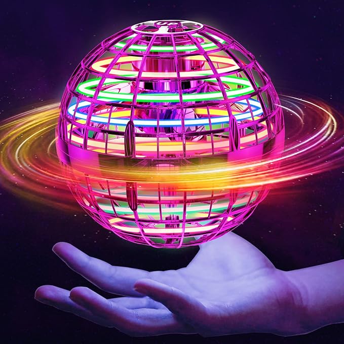 Flying Orb Ball (Red, 2026 Upgraded) with Dazzling Lights, Magic Hover Spinner, Cool Boomerang Drone, Floating Cosmic Globe